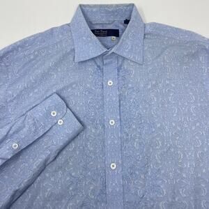Nat Nast Mens‎ Medium Light Blue Patterned Long Sleeve Button Up Shirt